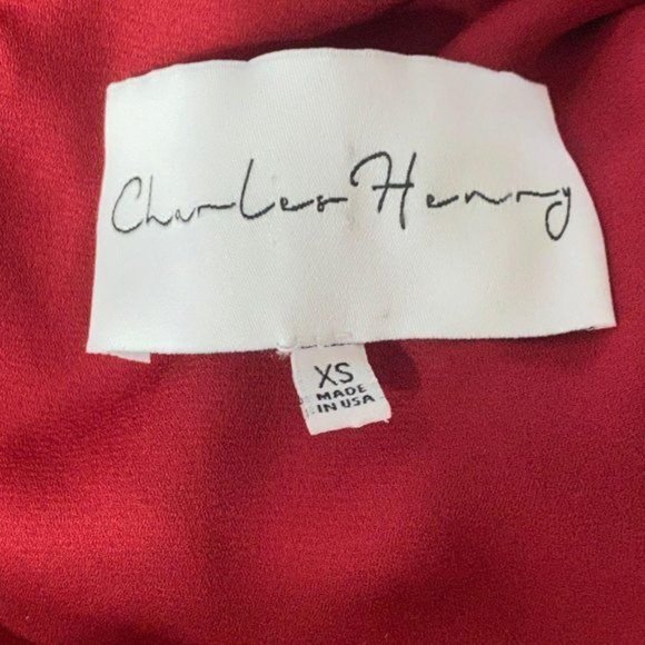 Charles Henry Red Shift Dress V-Neck with Ruffles XS - Picture 6 of 7
